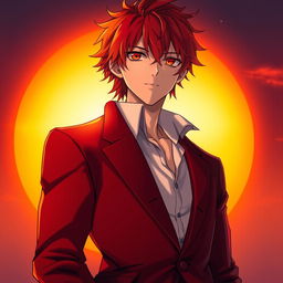 A striking light novel cover featuring a tall male character wearing a stylish dark-red blazer that fits him perfectly, accentuating his stature