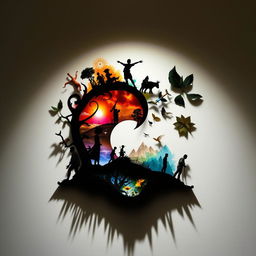 A visually stunning interpretation of 'Life is What You Create' through the lens of shadow work, incorporating the Yin Yang symbol