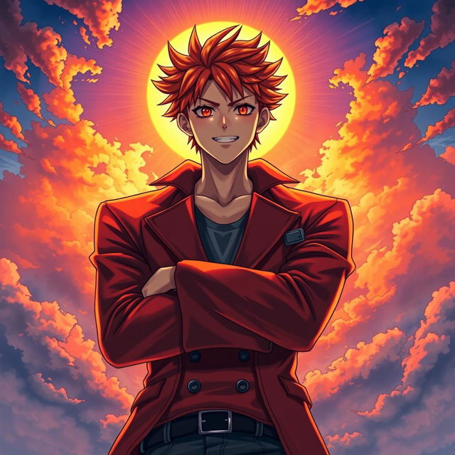 A captivating light novel cover featuring a tall male character wearing a stylish dark-red blazer that emphasizes his height and charisma