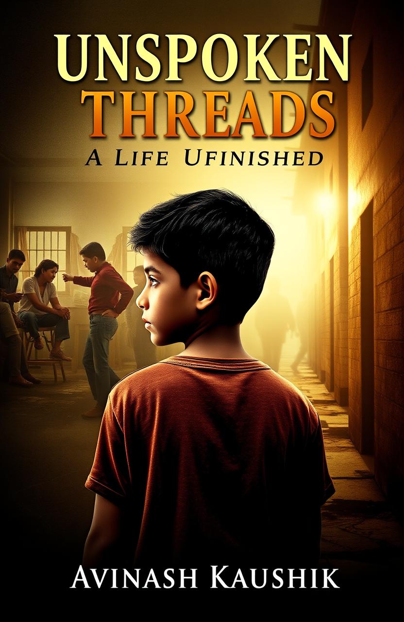 A thought-provoking e-book cover design for 'Unspoken Threads: A Life Unfinished' by Avinash Kaushik