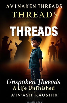 A captivating e-book cover for 'Unspoken Threads: A Life Unfinished' by Avinash Kaushik