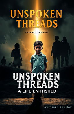 A captivating e-book cover for 'Unspoken Threads: A Life Unfinished' by Avinash Kaushik