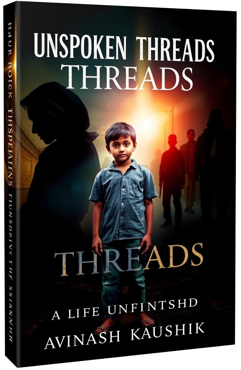 A captivating e-book cover for 'Unspoken Threads: A Life Unfinished' by Avinash Kaushik