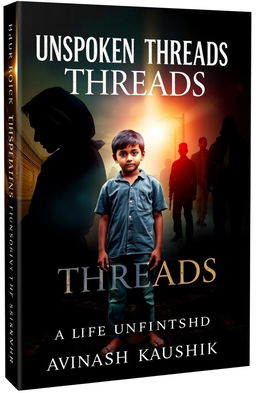 A captivating e-book cover for 'Unspoken Threads: A Life Unfinished' by Avinash Kaushik