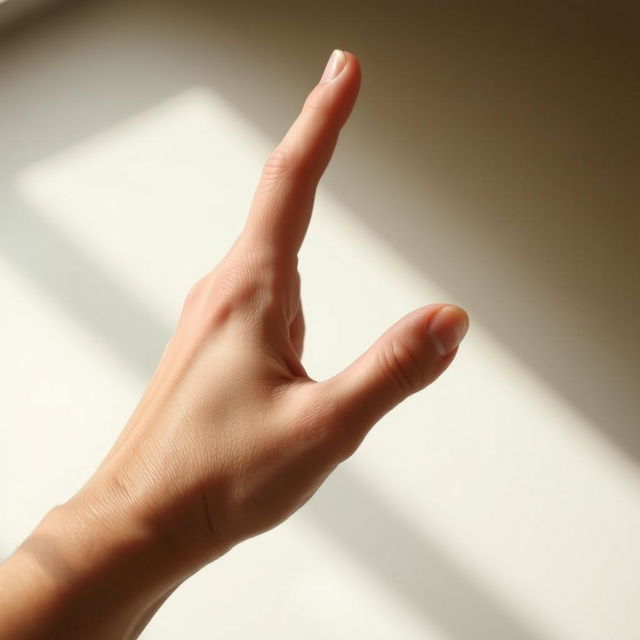 A close-up of a hand making the letter 'C' symbol using fingers