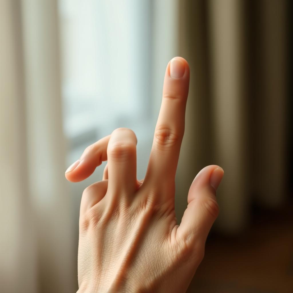 A close-up of a hand making the letter 'C' symbol using fingers