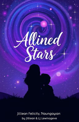 A beautiful scene featuring the silhouettes of a girl and a boy sitting together, gazing up at a star-filled night sky