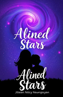 A beautiful scene featuring the silhouettes of a girl and a boy sitting together, gazing up at a star-filled night sky