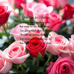 A beautifully crafted birthday poem for Ankita, with vibrant and realistic roses in the background