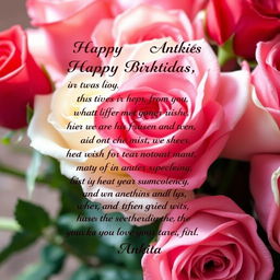 A beautifully crafted birthday poem for Ankita, with vibrant and realistic roses in the background