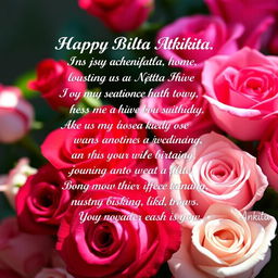 A beautifully crafted birthday poem for Ankita, with vibrant and realistic roses in the background