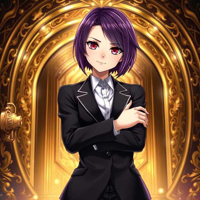 An eye-catching light novel cover featuring a tall female character dressed in a sleek black blazer that conveys sophistication and authority