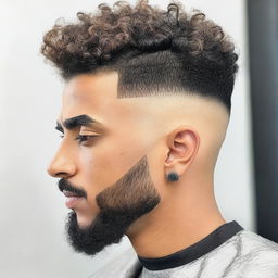 A high-quality, close-up photograph of a man's haircut known as a burst fade