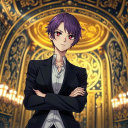 A stunning light novel cover featuring a tall adult female character dressed in a sleek black blazer that conveys a sense of power and elegance
