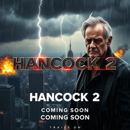 A dramatic teaser trailer for the fictional movie 'Hancock 2' set in 2025