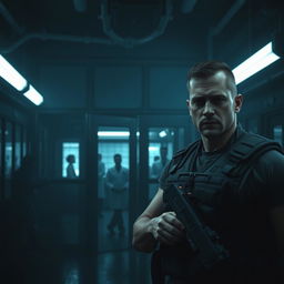 A gripping still from a thrilling scene in a high-security black site facility