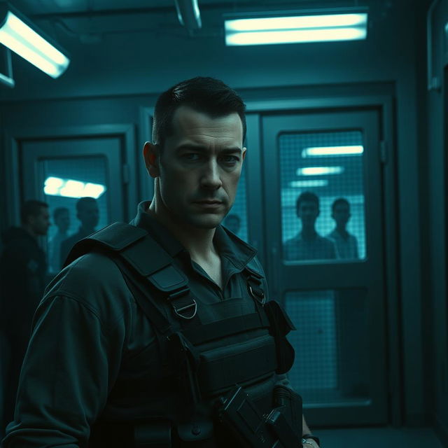 A gripping still from a thrilling scene in a high-security black site facility