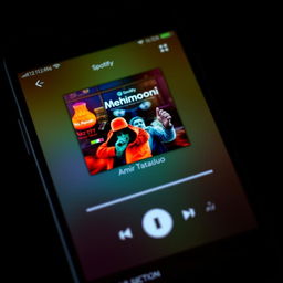 A visually striking screenshot of the Spotify app displaying the song "Mehmooni" by Amir Tataloo