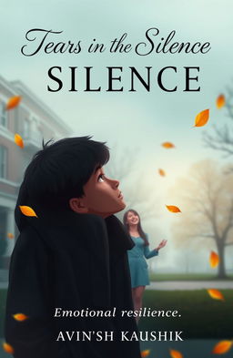 An evocative e-book cover for "Tears in the Silence" by Avinash Kaushik, illustrating the theme of one-sided love