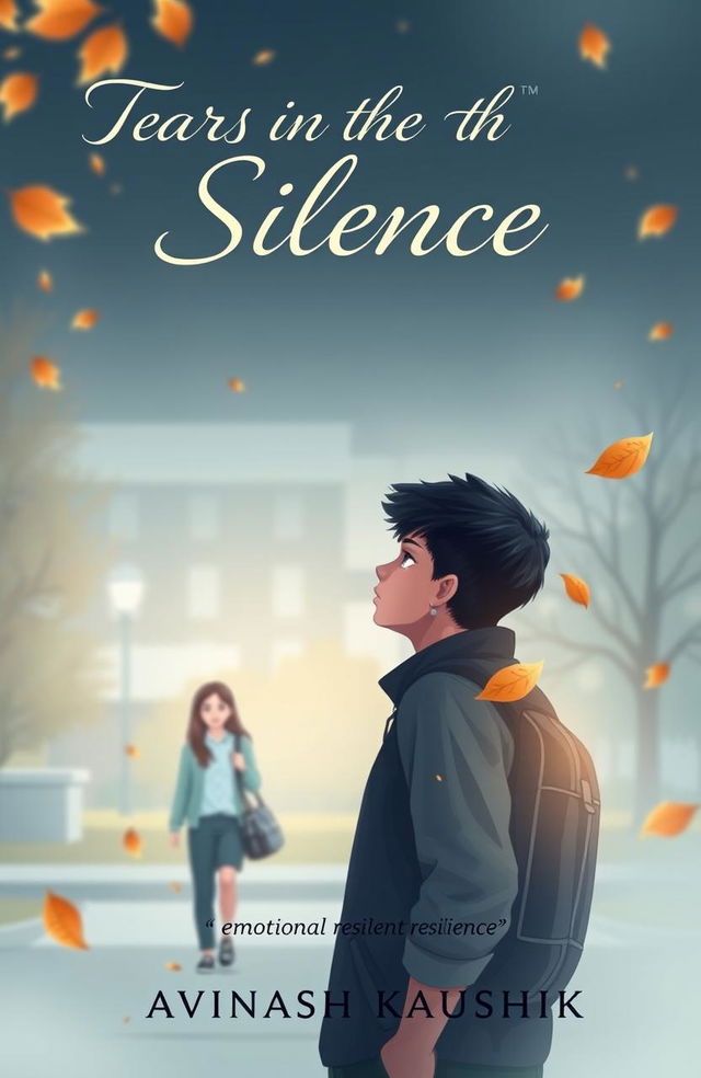 An evocative e-book cover for "Tears in the Silence" by Avinash Kaushik, illustrating the theme of one-sided love