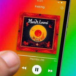 A detailed and vibrant screenshot of the Spotify app playing the song "Mehmooni" by Amir Tataloo, featuring its official music cover art