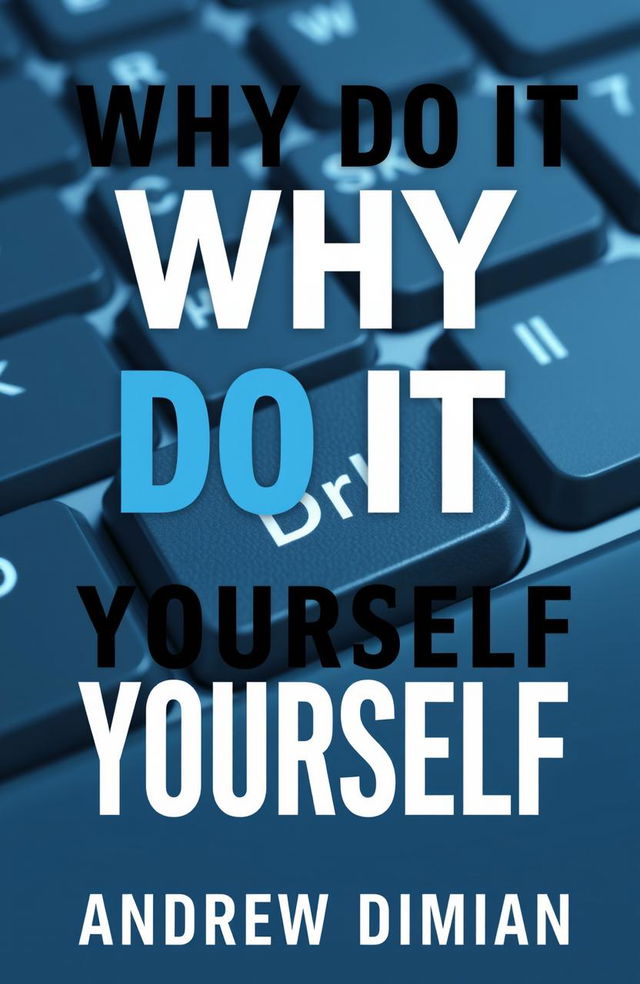 A book cover design for "Why Do It Yourself" by Andrew Dimian, featuring a creative background that incorporates a keyboard with the 'Ctrl' key prominently displayed, symbolizing control and delegation in DIY projects