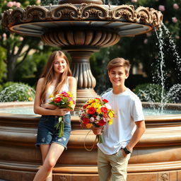 A beautiful scene featuring two teenagers, a boy and a girl