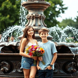 A beautiful scene featuring two teenagers, a boy and a girl