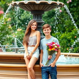 A beautiful scene featuring two teenagers, a boy and a girl