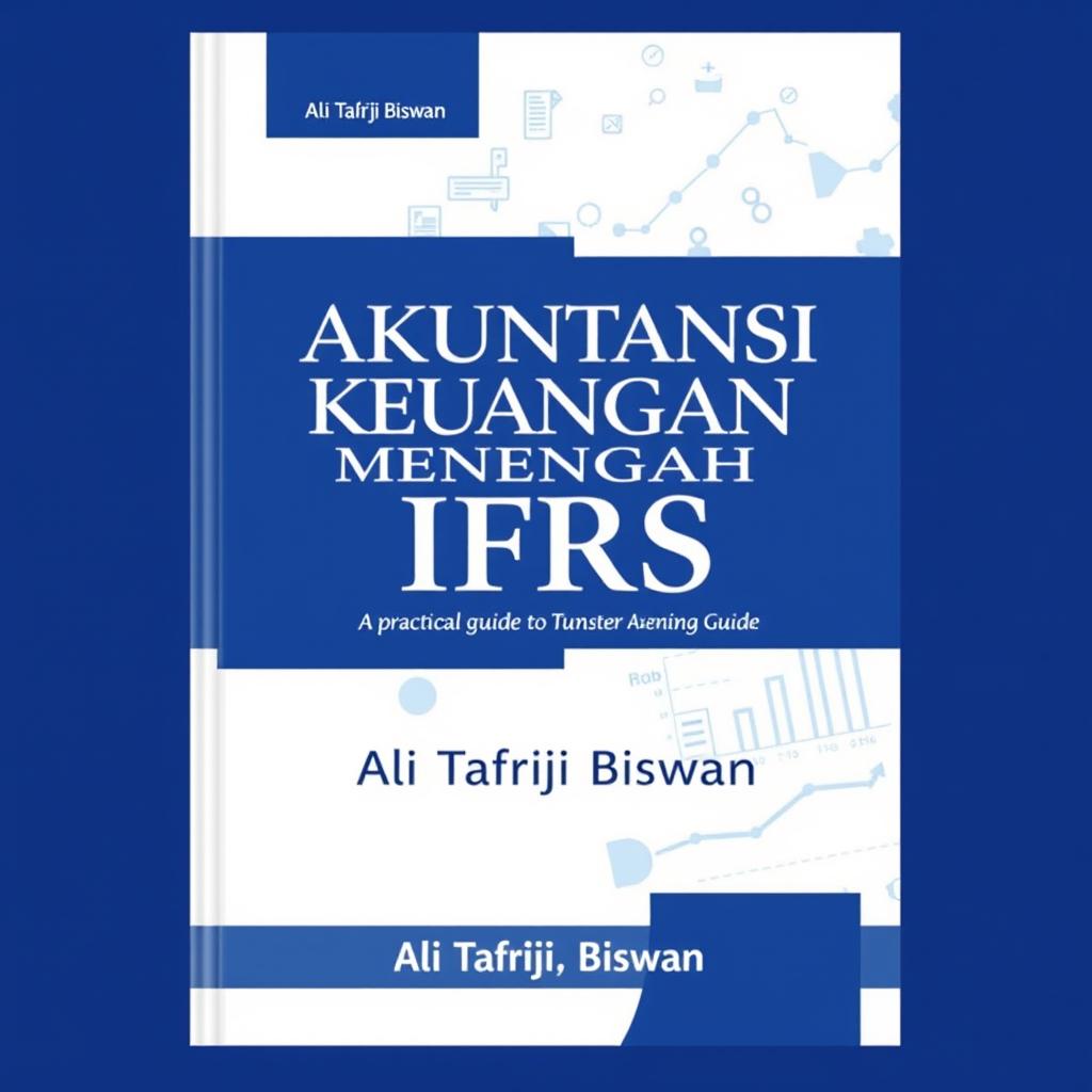 A book cover design for 'Akuntansi Keuangan Menengah IFRS', a practical guide by Ali Tafriji Biswan, featuring a modern, professional layout