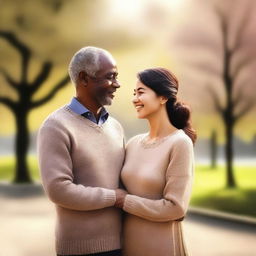 A high-quality digital art image showcases a kind man and woman