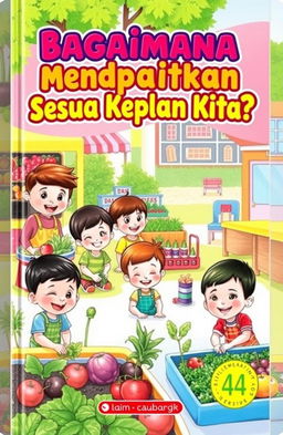 A vibrant and colorful book cover for a 4th-grade elementary school children's book titled 'Bagaimana Mendapatkan Semua Keperluan Kita?'