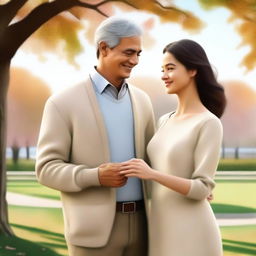 A high-quality digital art image showcases a kind man and woman