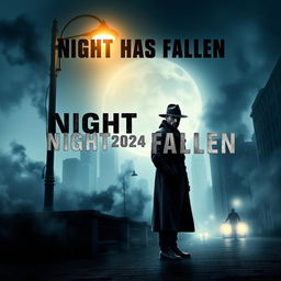 A dramatic movie poster for a fictional film titled 'Night Has Fallen (2024)'