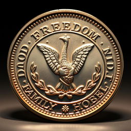 A beautifully designed coin featuring a prominent freedom symbol at its center