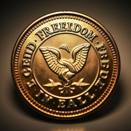 A beautifully designed coin featuring a prominent freedom symbol at its center