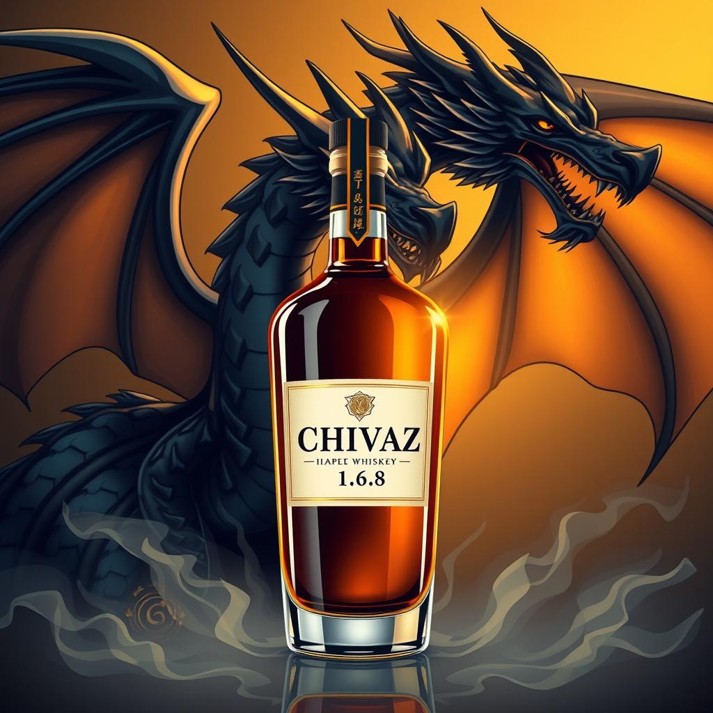 An elegant illustration of Chivaz whiskey bottle featuring the logo name 'GOBER 1