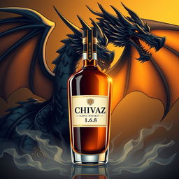 An elegant illustration of Chivaz whiskey bottle featuring the logo name 'GOBER 1