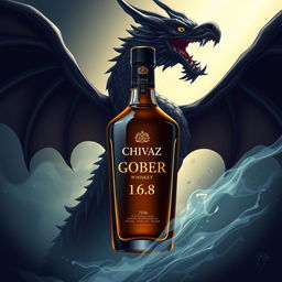 An elegant illustration of Chivaz whiskey bottle featuring the logo name 'GOBER 1