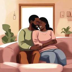 A high-quality digital art image portraying a married couple living in harmony