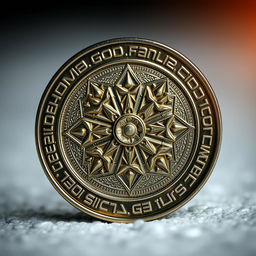 A beautifully designed coin featuring the words 'freedom', 'god', 'family', and 'homeland' intricately engraved around the edges