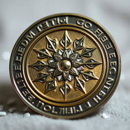 A beautifully designed coin featuring the words 'freedom', 'god', 'family', and 'homeland' intricately engraved around the edges