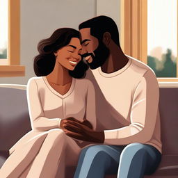 A high-quality digital art image portraying a married couple living in harmony