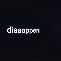 A dark room illuminated by a vivid xenon light that projects the word 'disappearing' onto the wall in bold, bright letters