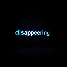 A dark room illuminated by a vivid xenon light that projects the word 'disappearing' onto the wall in bold, bright letters