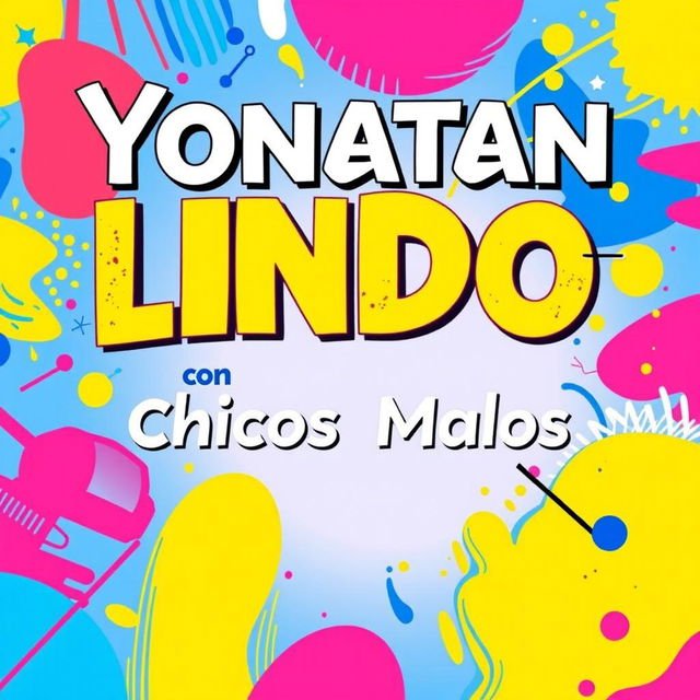 A vibrant and eye-catching poster design featuring the title 'Yonatan Lindo arrasa con Chicos Malos V1' prominently displayed in bold, stylish typography