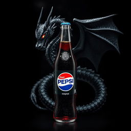 A glass bottle of Pepsi, prominently displayed, with its iconic logo and design