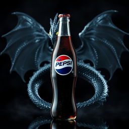A glass bottle of Pepsi, prominently displayed, with its iconic logo and design