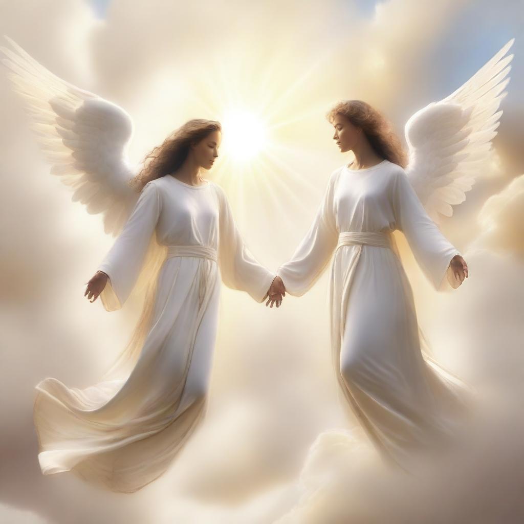 A high-quality digital art image featuring a scene of angels