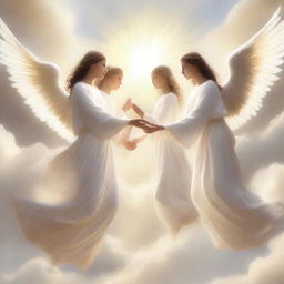 A high-quality digital art image featuring a scene of angels